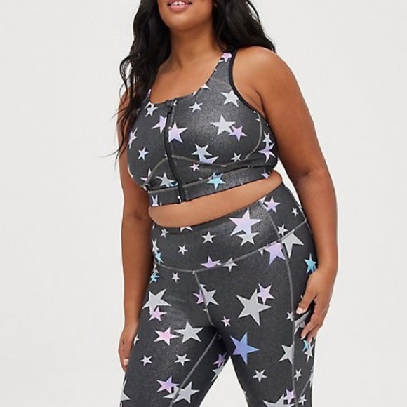 Torrid Women’s Active Wicking Sports Bra Performance Core Stars Shiny Grey - Picture 4 of 14